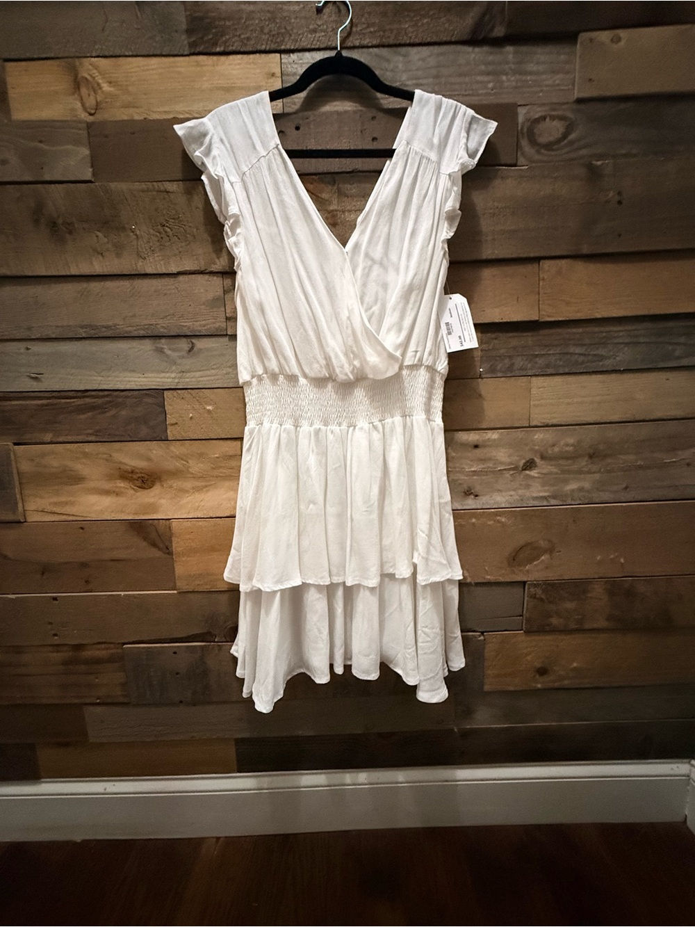 Bellamie White Ruffled V-Neck Tiered Mini Dress